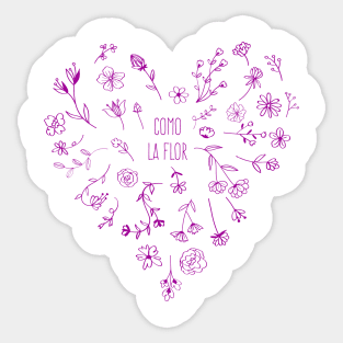 Como la flor - heart flowers - purple design Sticker